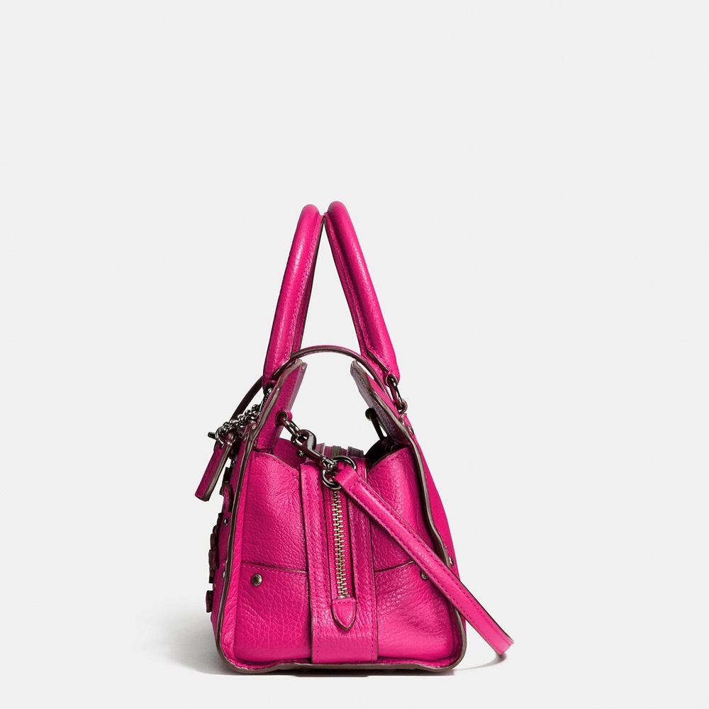 COACH Pink Willow Floral Mercer Satchel 24 In Grain Leather - Picture 4 of 13